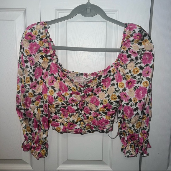 For Love And Lemons Floral Pink Crop Top - Picture 4 of 6